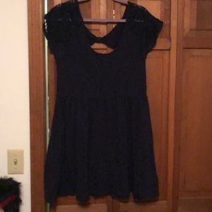 Crochet sleeve, bow back dress